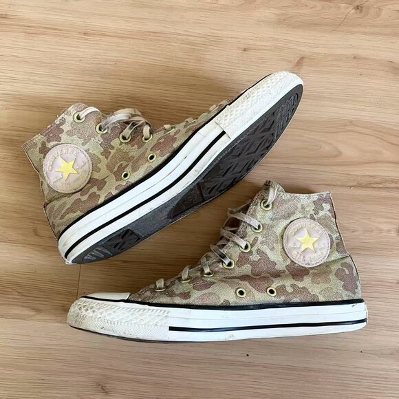 Converse Shoes - Converse Chuck Taylor High Top Particle Beige Glitter Brown Camo Women's Size 8.